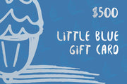 Little Blue Gift Card worth $500 with stylized white acorn illustration on blue background, perfect for gifting and shopping